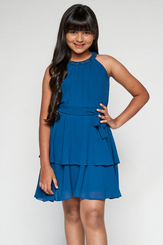 Teal Tiered Flared Dress, Teal, image 5